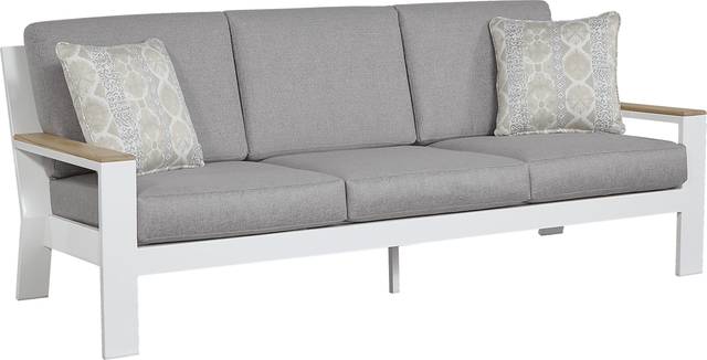 Solana White Outdoor Sofa with Gray Cushions - Thumbnail - Image 1