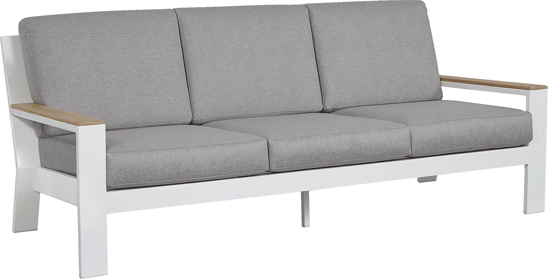 Solana White Outdoor Sofa with Gray Cushions - Image 4