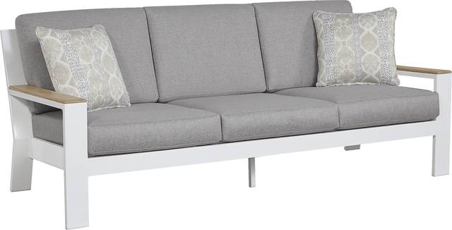 Solana White Outdoor Sofa with Gray Cushions - Thumbnail - Image 1