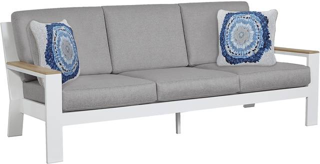Solana White 4 Pc Outdoor Seating Set with Gray Cushions - Thumbnail - Image 3