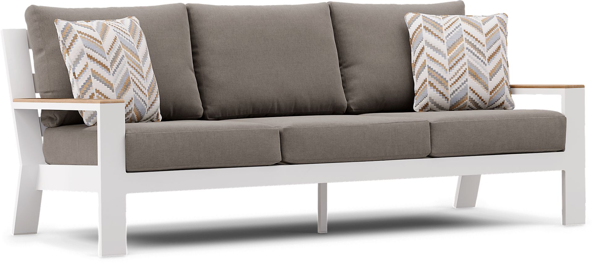 Solana White Outdoor Sofa with Mushroom Cushions - Image 3