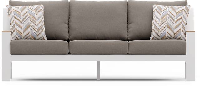 Solana White Outdoor Sofa with Mushroom Cushions - Thumbnail - Image 1