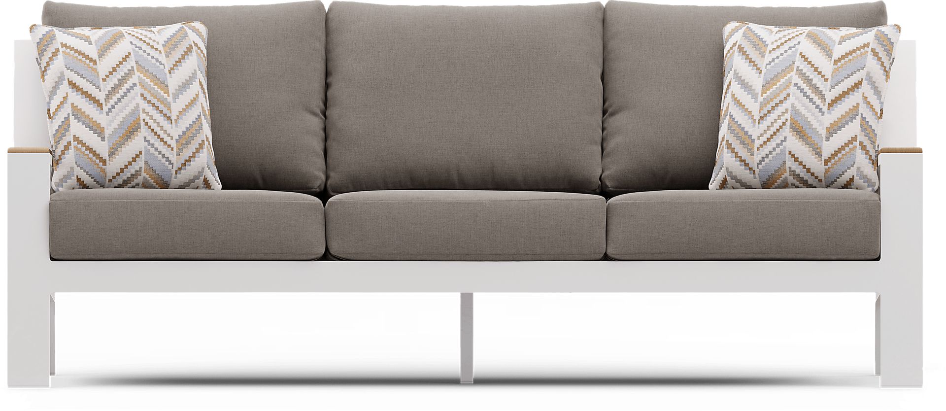 Solana White Outdoor Sofa with Mushroom Cushions - Image 1