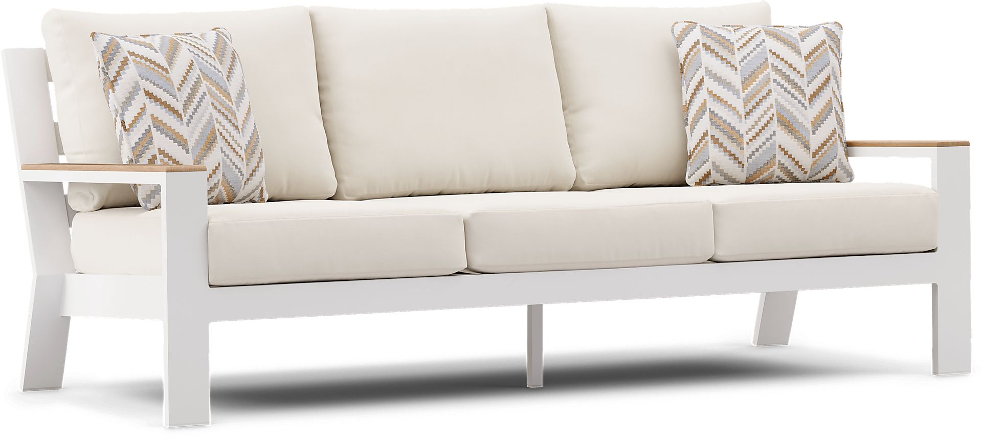 Solana White Outdoor Sofa with Natural Cushions - Image 3