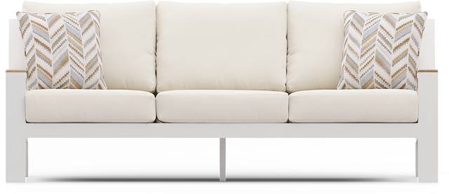 Solana White Outdoor Sofa with Natural Cushions - Thumbnail - Image 1
