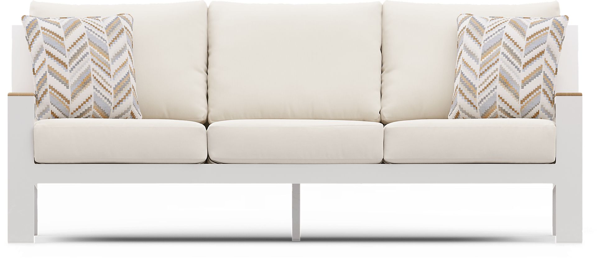 Solana White Outdoor Sofa with Natural Cushions - Image 1