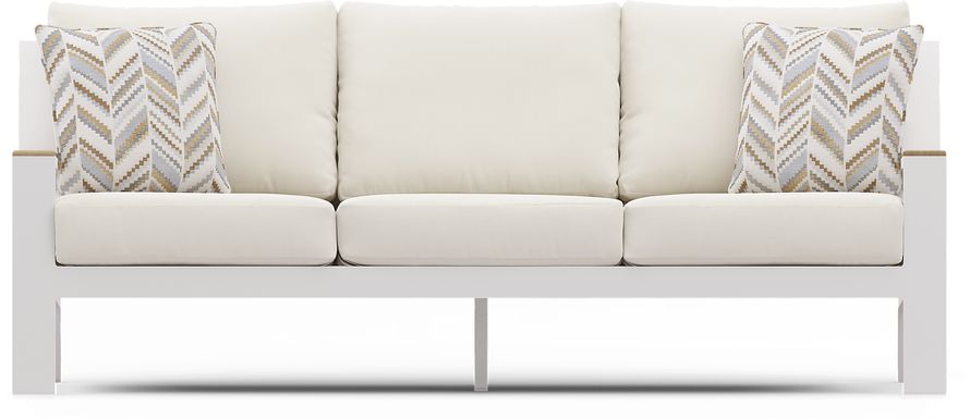 Solana White Outdoor Sofa with Natural Cushions