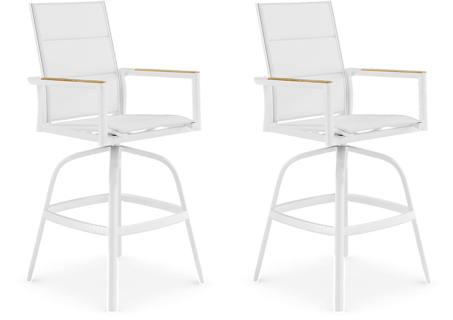 Solana White Outdoor Swivel Barstool, Set of Two - Image 1