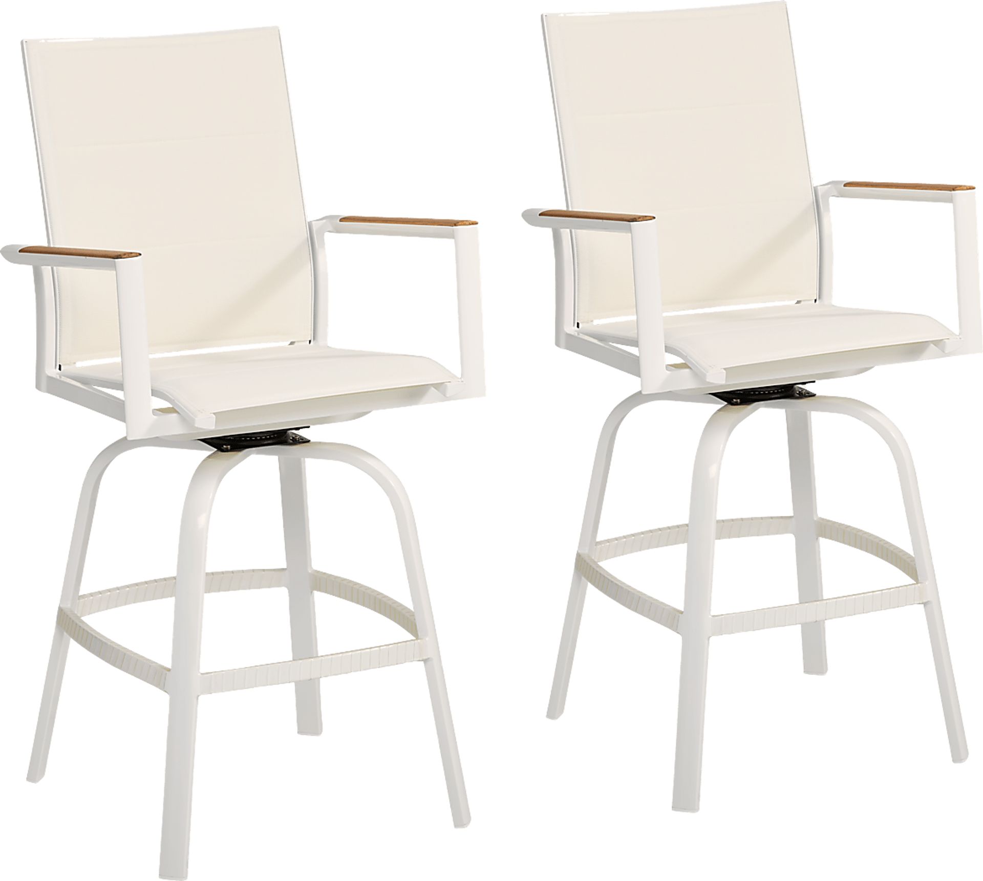 Solana White Outdoor Swivel Barstool, Set of Two - Image 1