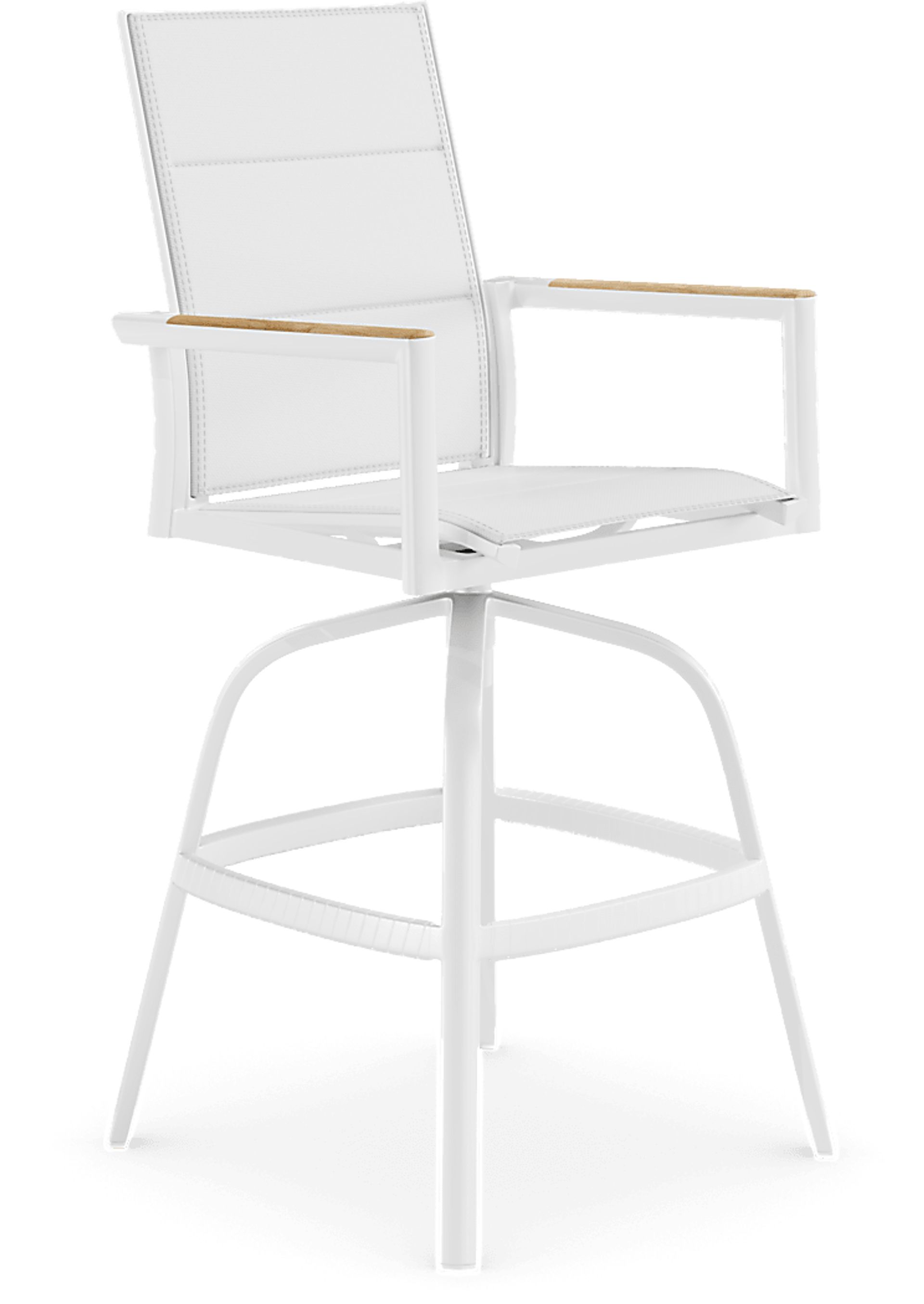 Solana White 3 Pc Outdoor Bar Height Dining Set with Swivel Barstools - Image 2
