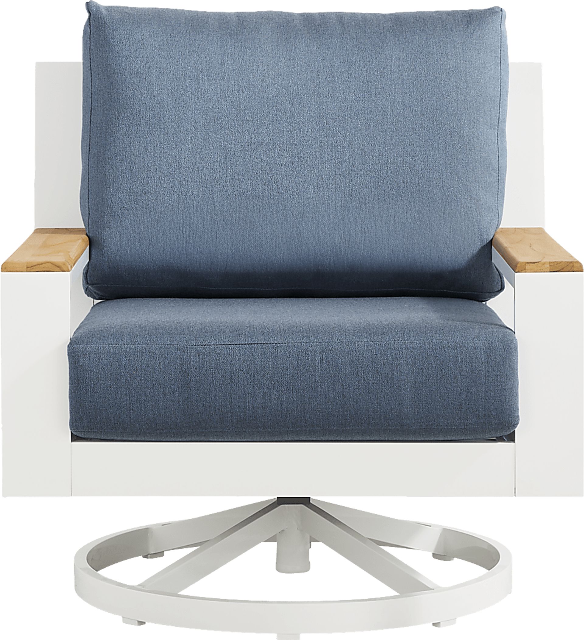 Solana White Outdoor Swivel Rocker Club Chair with Blueberry Cushions - Image 2