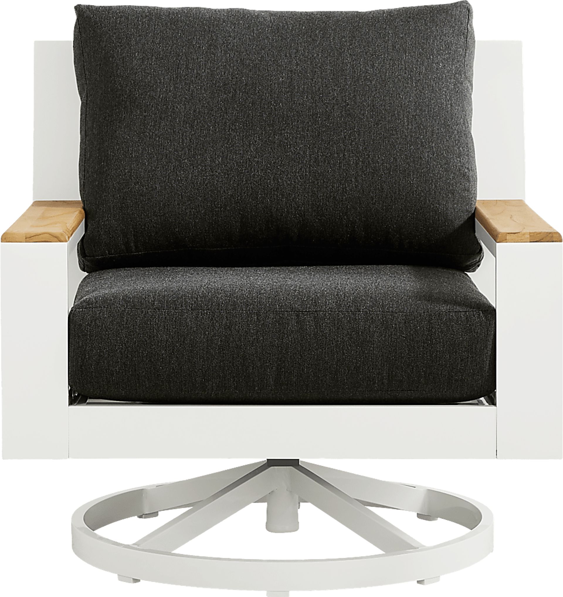 Solana White Outdoor Swivel Rocker Club Chair with Charcoal Cushions - Image 2
