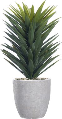 Solara Green 40 in. Artificial Agave in White Planter
