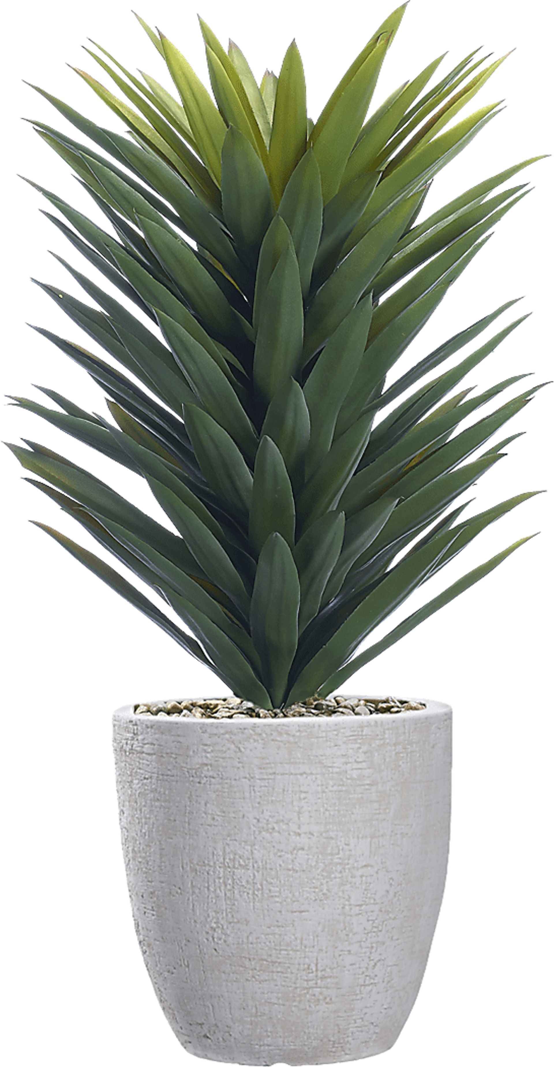 Solara Green 40 in. Artificial Agave in White Planter - Image 1