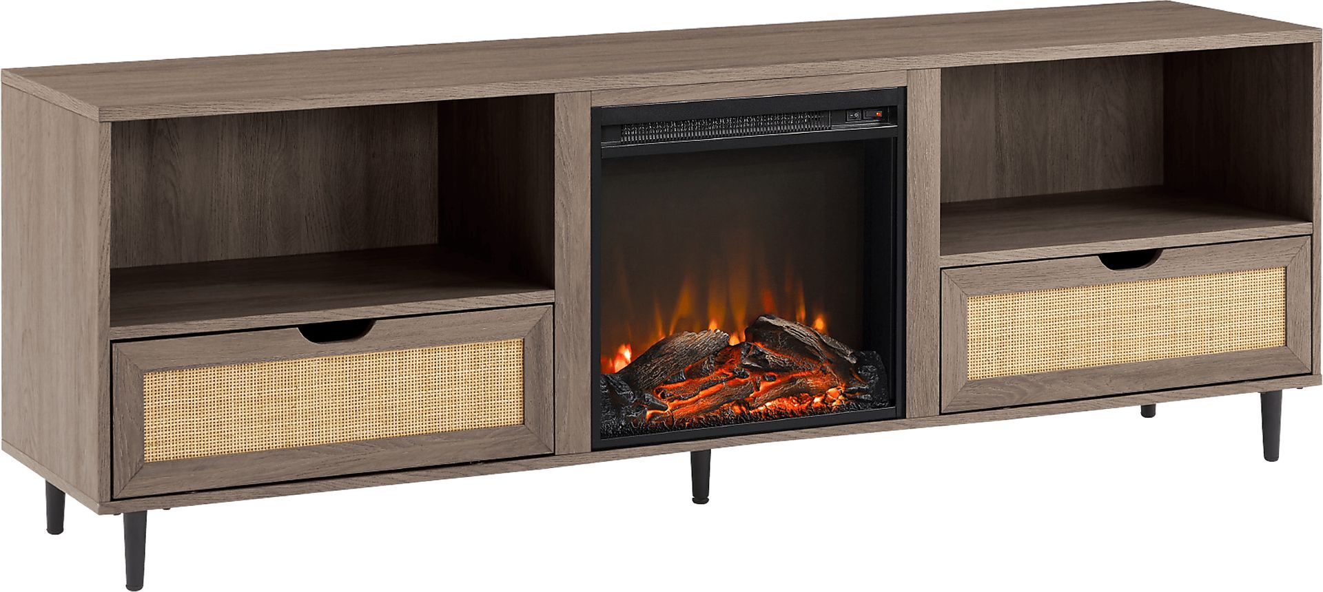 Sollway Driftwood 70 in. Console, With Electric Fireplace - Image 1