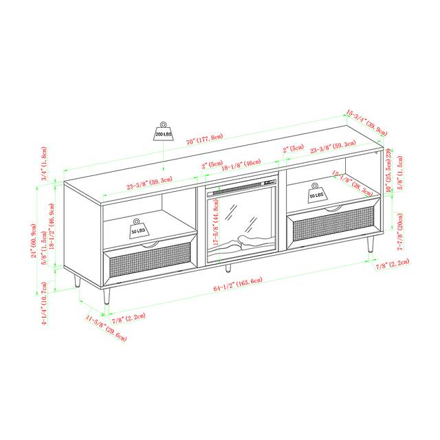 Sollway Oak 70 in. Console, With Electric Fireplace - Thumbnail - Image 5