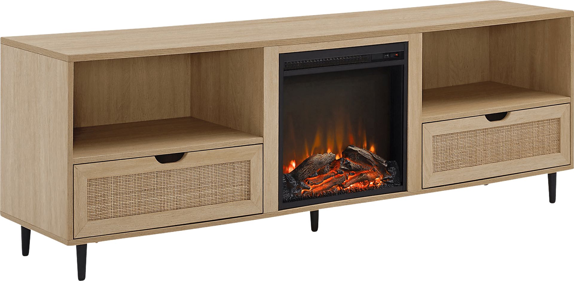 Sollway Oak 70 in. Console, With Electric Fireplace - Image 1