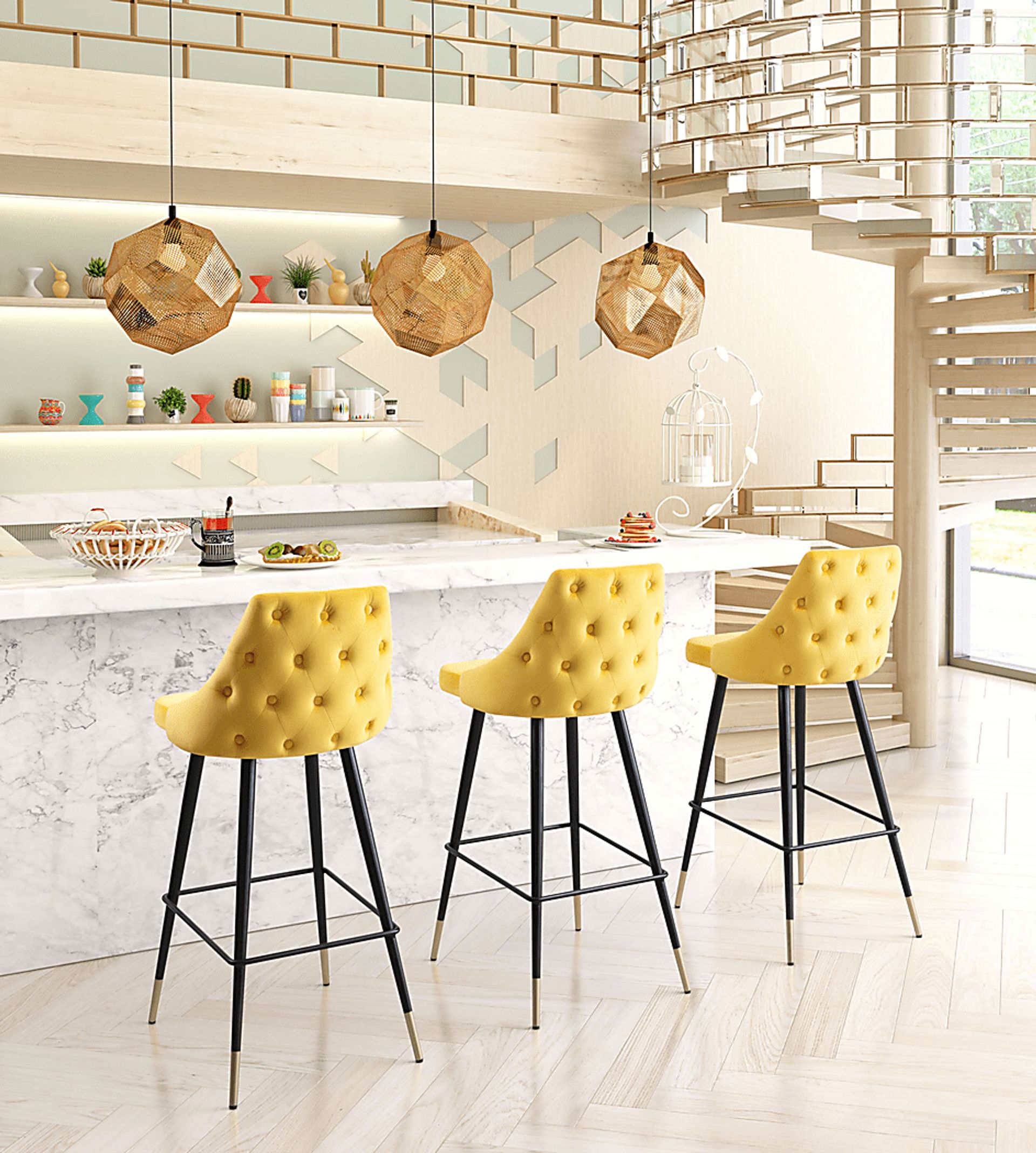 Solveig Yellow Barstool - Image 5