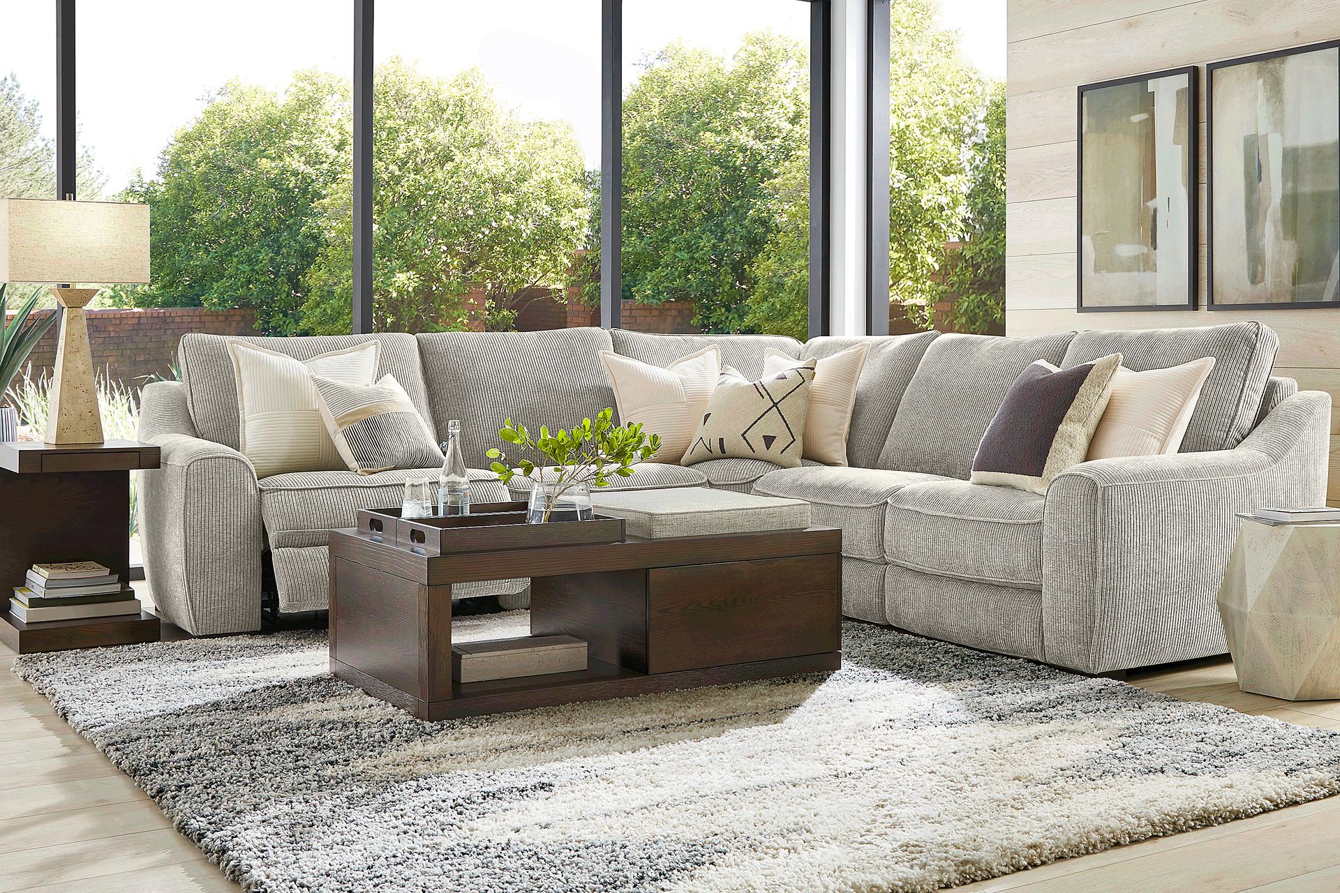 Somerset Gray 8 Pc Dual Power Reclining Sectional Living Room - Image 1