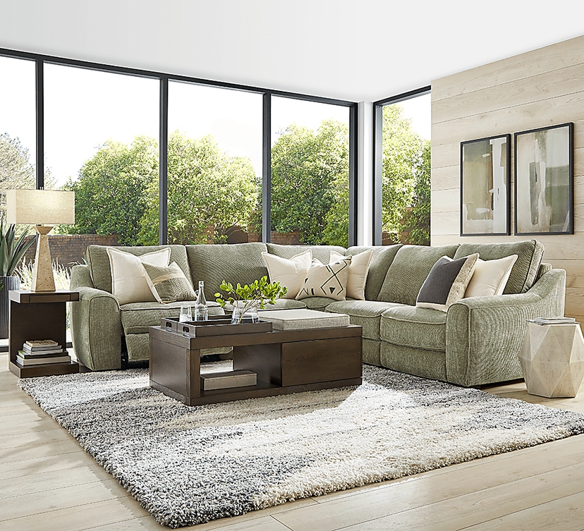 Somerset Green 5 Pc Dual Power Reclining Sectional