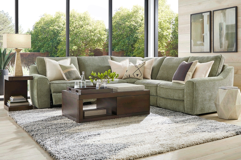 Somerset Green 5 Pc Dual Power Reclining Sectional