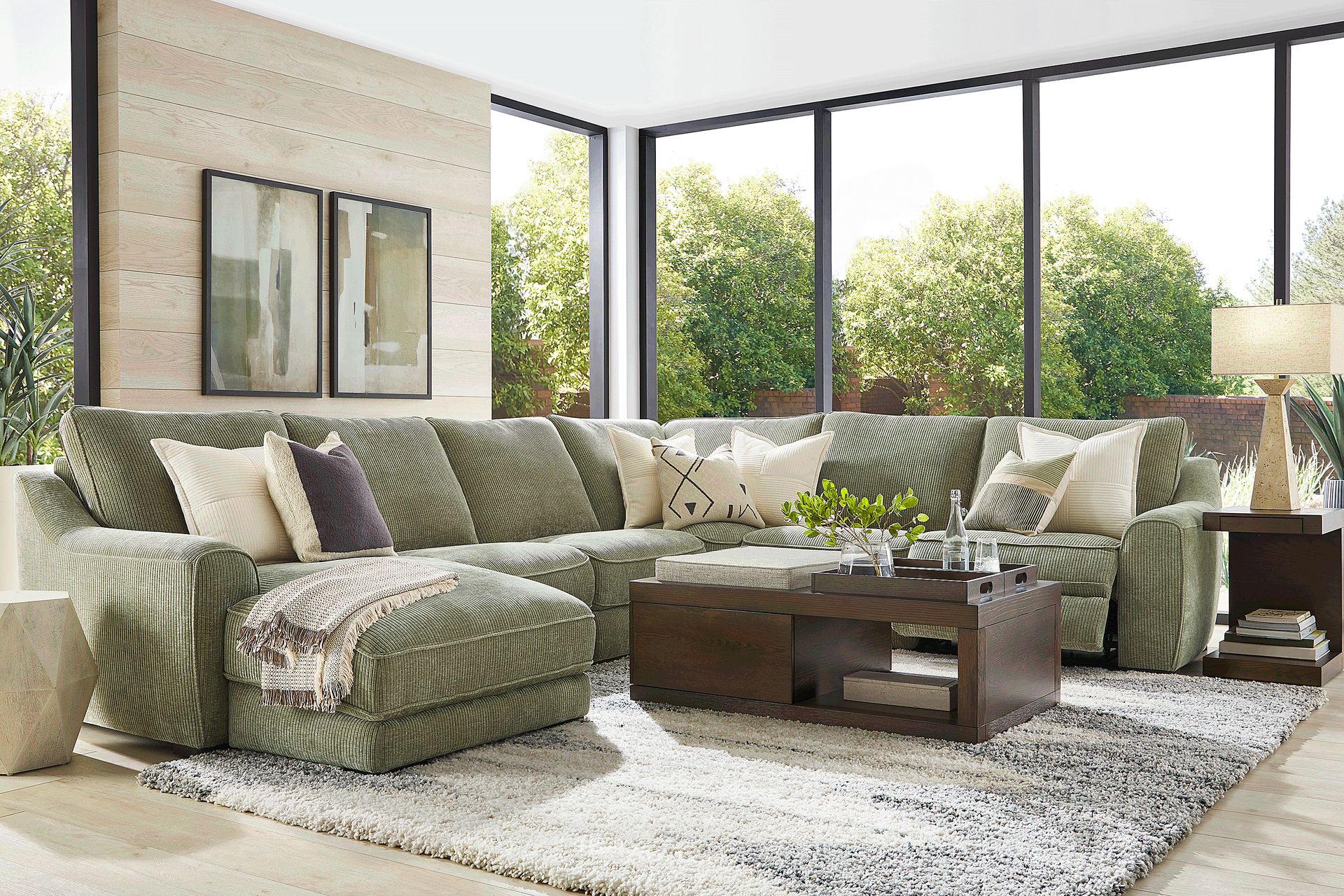 Somerset Green 6 Pc Dual Power Reclining Sectional - Image 2