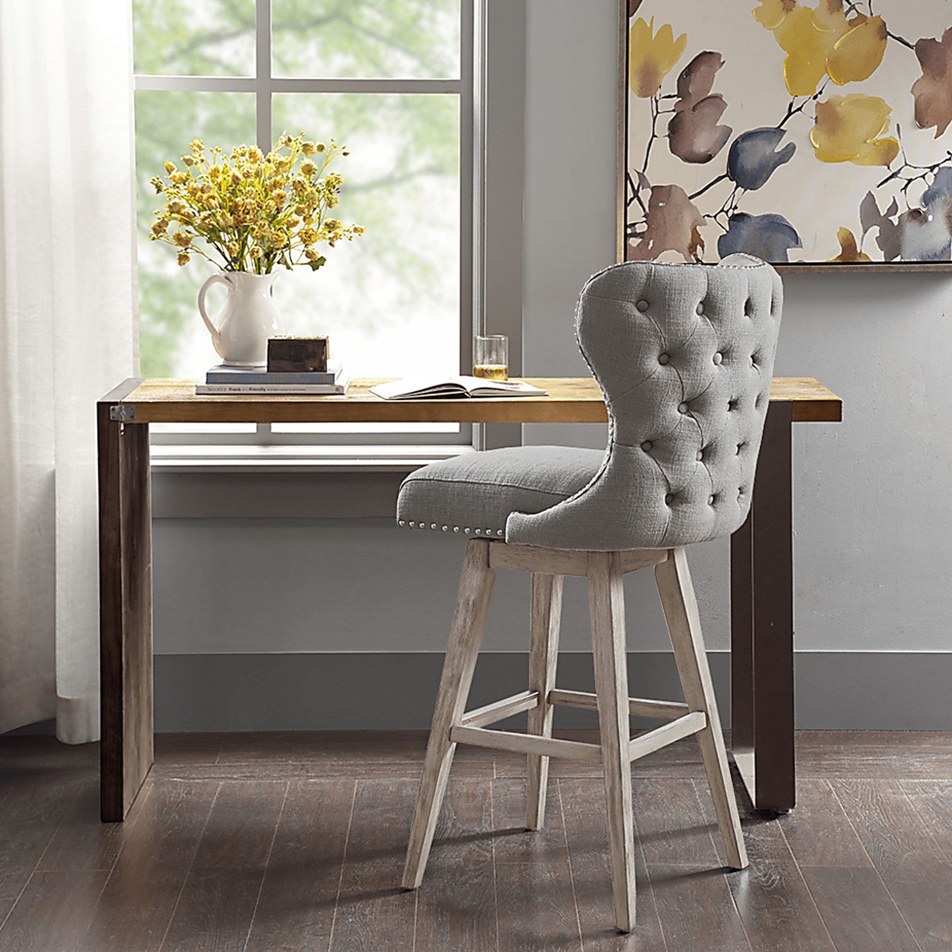 Sommerfield Gray Swivel Barstool - Image 5