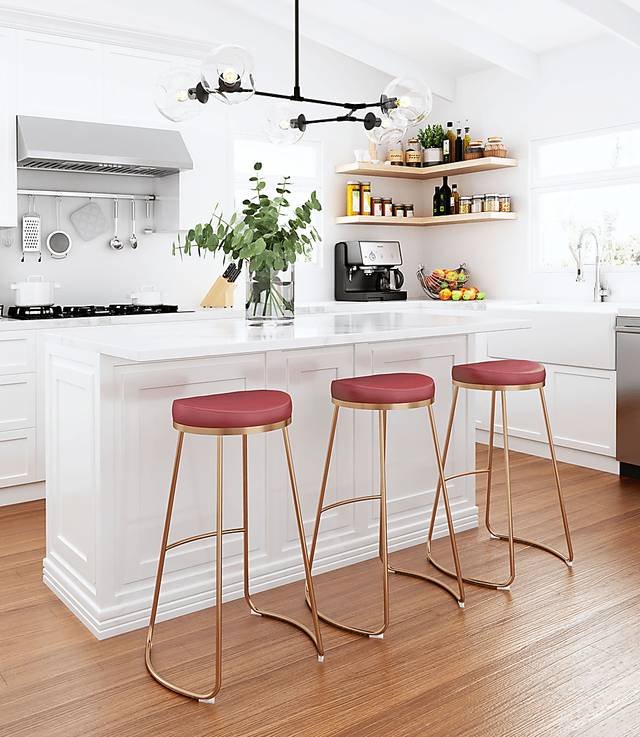 Sonali Burgundy Barstool, Set of 2 - Thumbnail - Image 6
