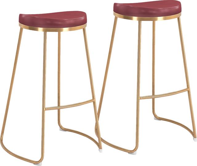 Sonali Burgundy Barstool, Set of 2 - Thumbnail - Image 1