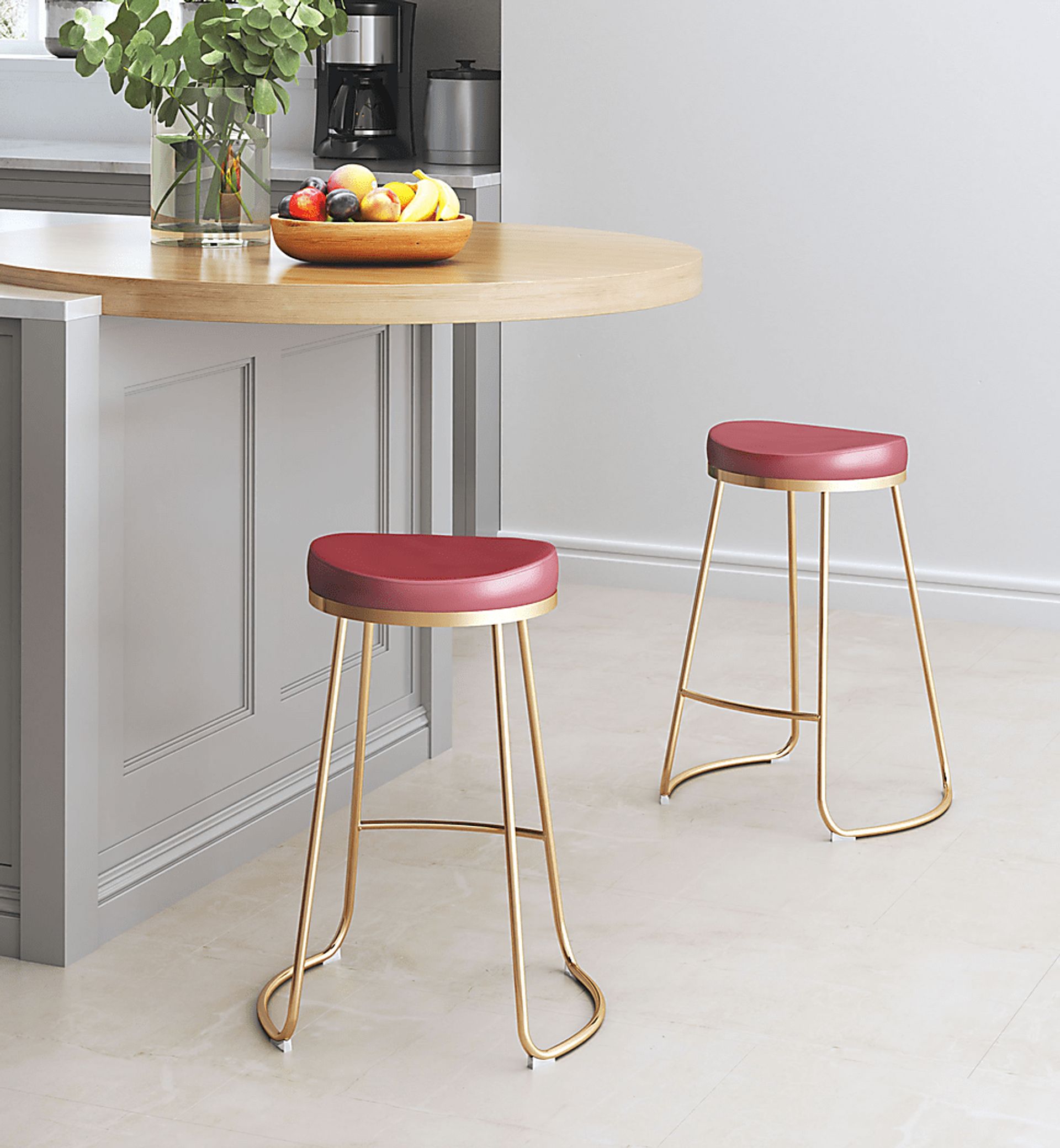 Sonali Burgundy Counter Height Stool, Set of 2 - Image 6