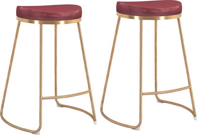 Sonali Burgundy Counter Height Stool, Set of 2 - Thumbnail - Image 1