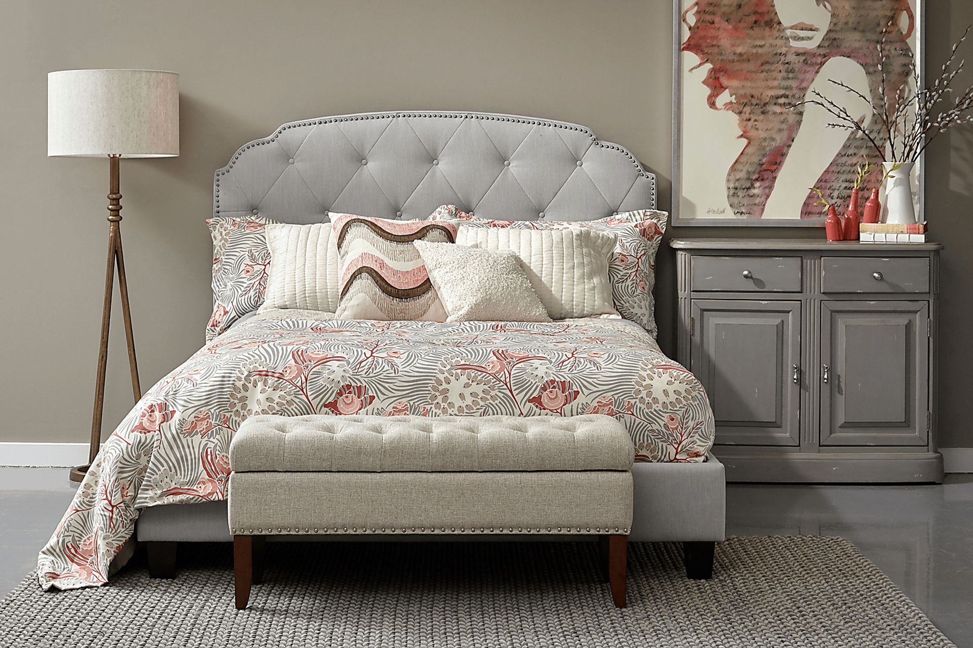 Sonya Gray Queen Upholstered Bed - Image 7