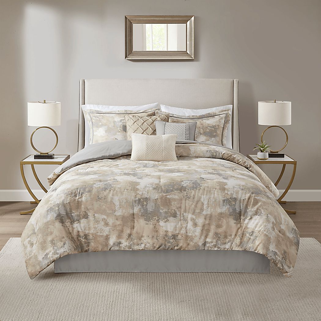 Sophora Gray 7 Pc Queen Comforter Set - Thumbnail 2