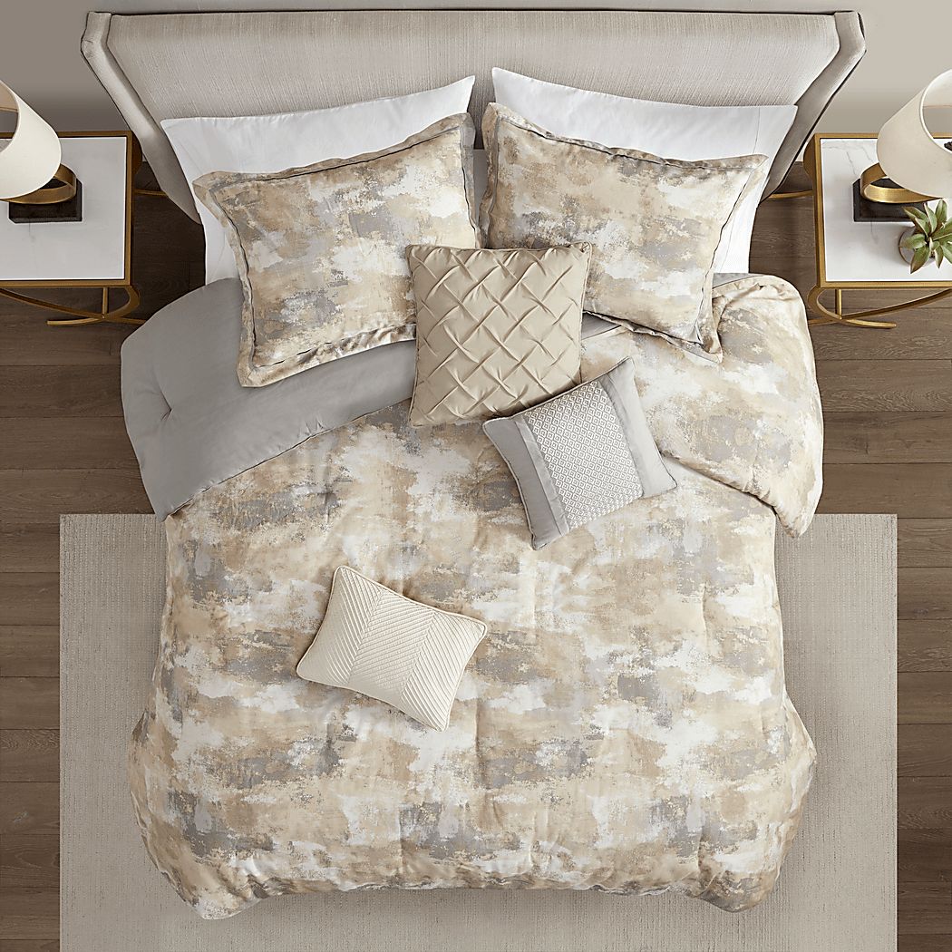 Sophora Gray 7 Pc Queen Comforter Set - Thumbnail 3