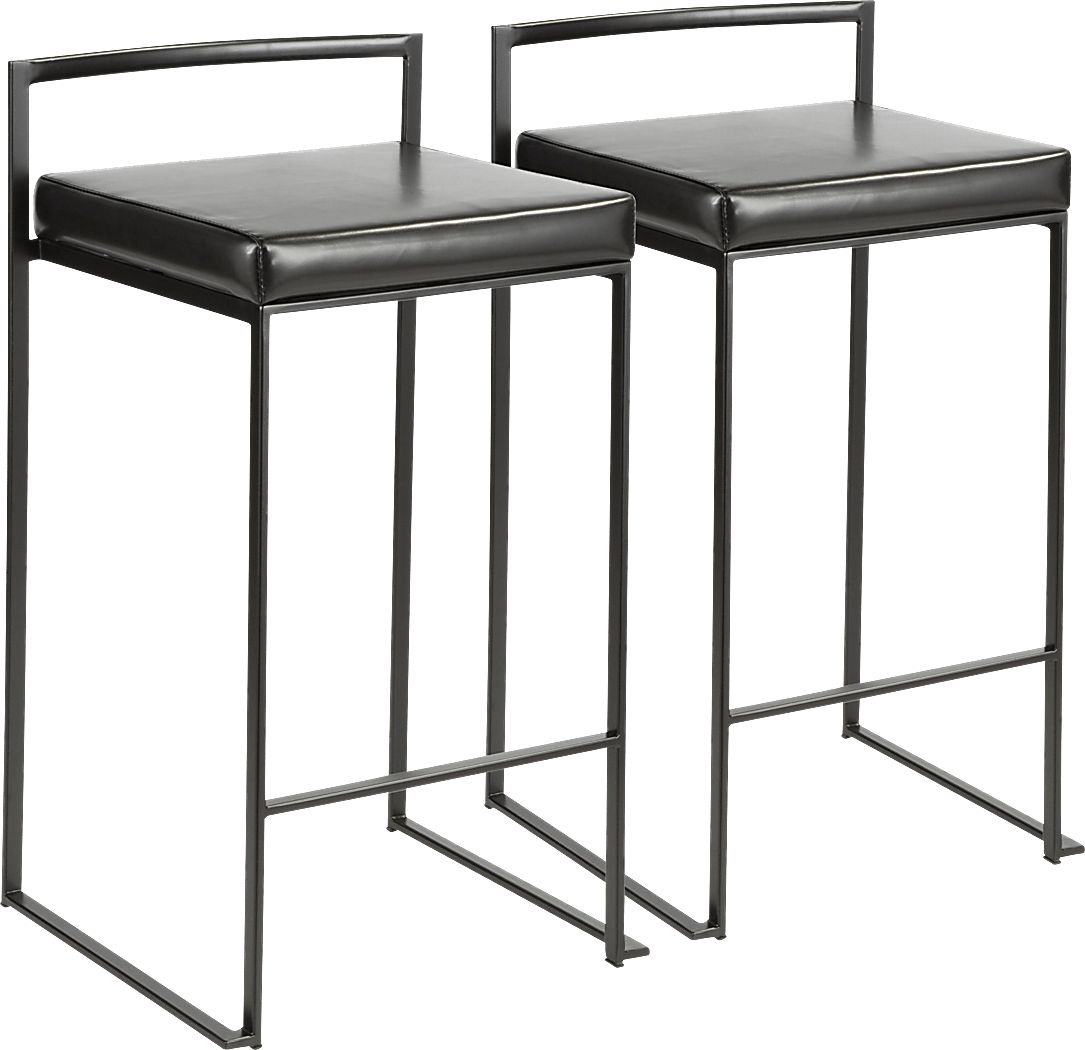 Sora Black Chrome Counter Height Stool (Set of 2)