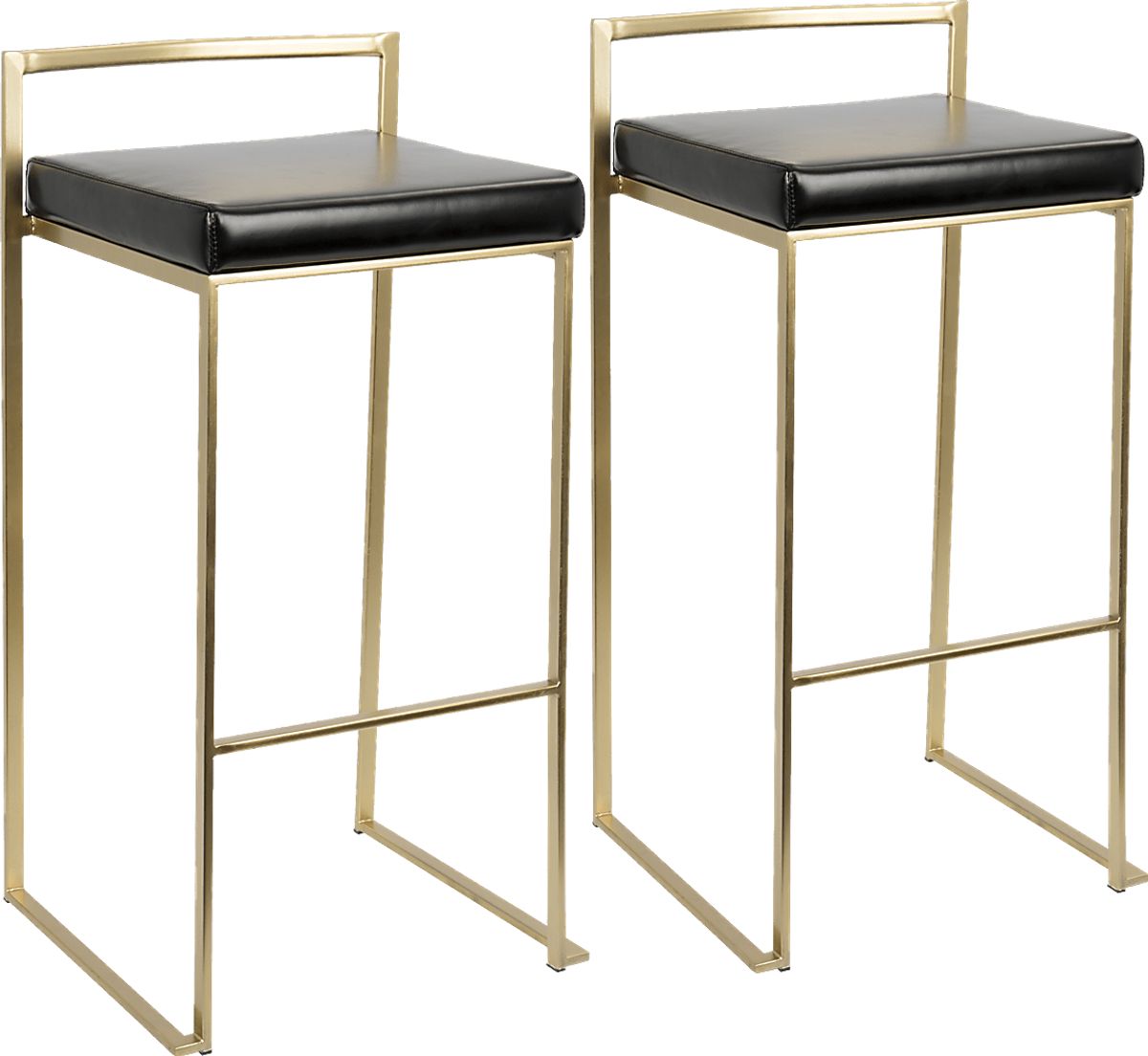 Sora Black Black,colors Set Of 2 Barstools 