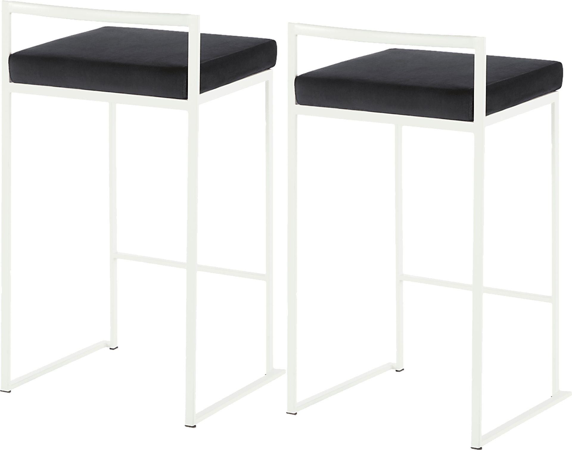 Sora Black Plush White Metal Counter Height Stool, Set of 2 - Image 2