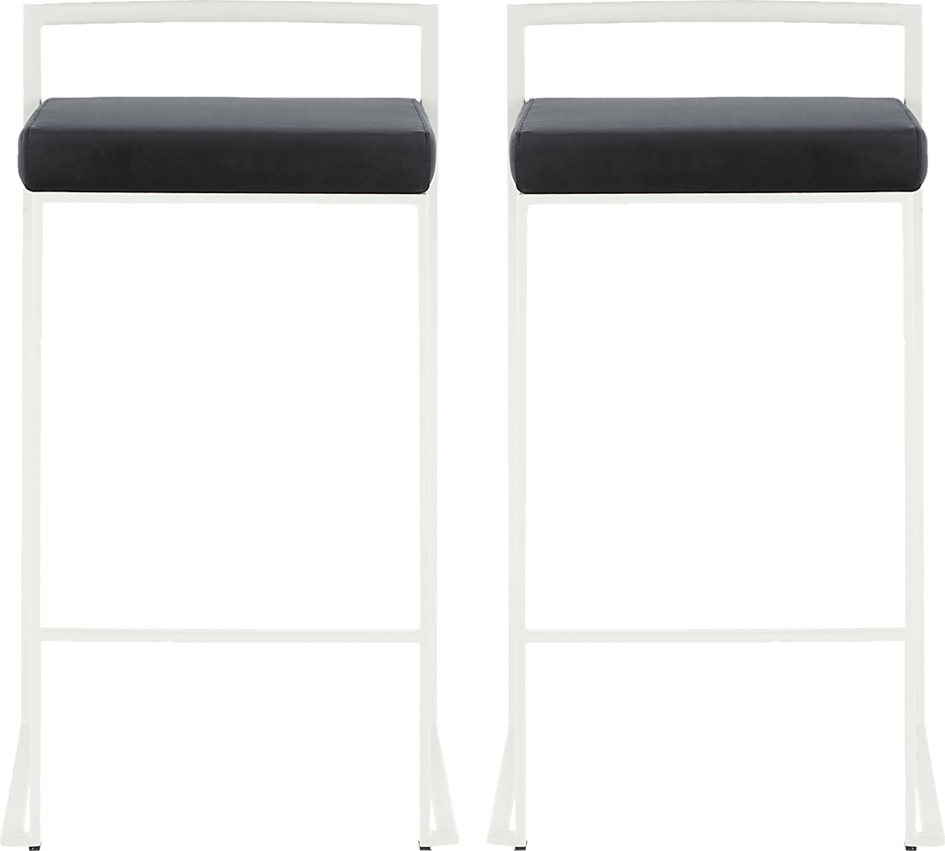 Sora Black Plush White Metal Counter Height Stool, Set of 2 - Image 3