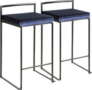 Sora Blue Chrome Counter Height Stool (Set of 2)