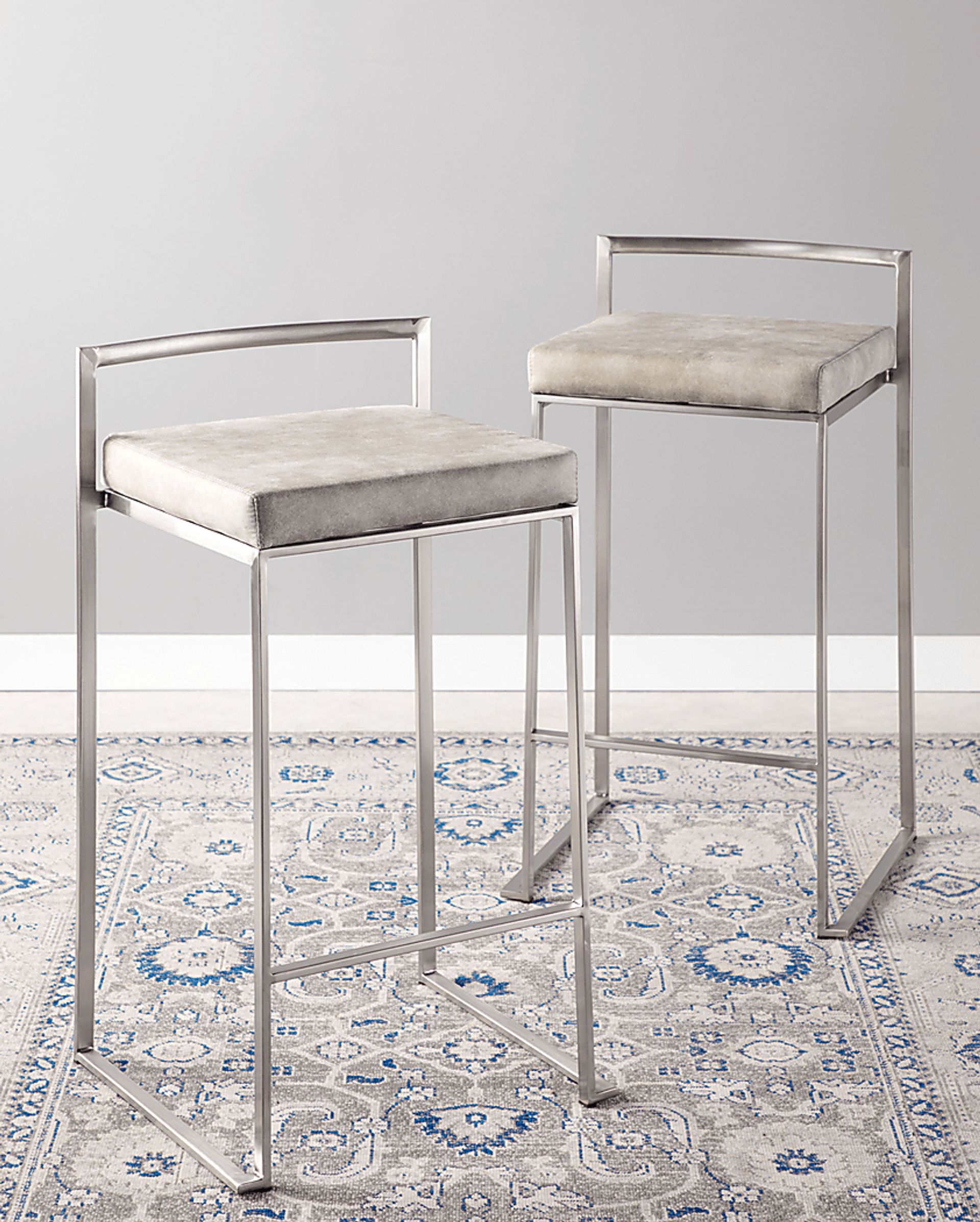 Sora Gray Silver Counter Height Stool (Set of 2) - Image 4