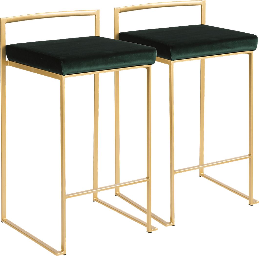 Sora Green Gold Counter Height Stool (Set of 2)