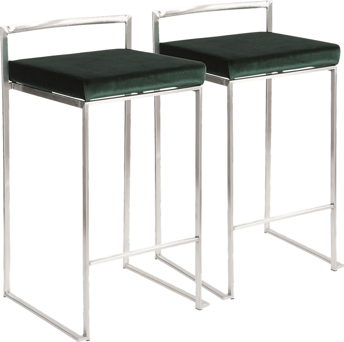 Sora Green Silver Counter Height Stool (Set of 2)
