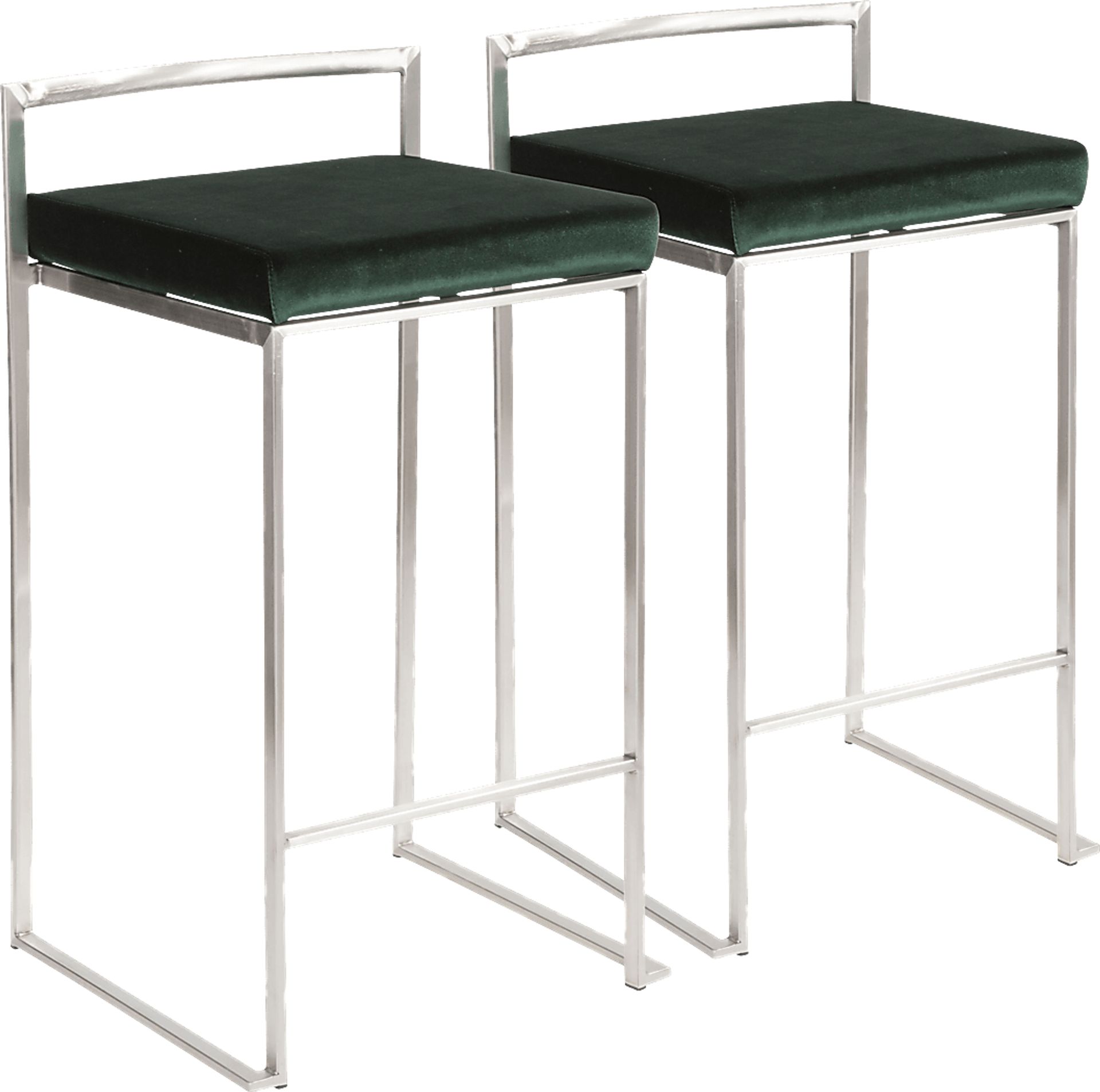 Sora Green Silver Counter Height Stool (Set of 2) - Image 1