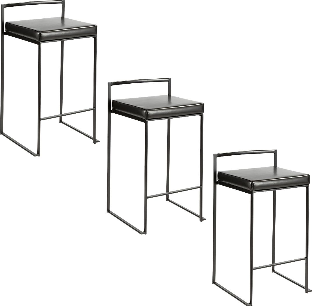 Sora III Black Chrome Counter Height Stool, Set of 3