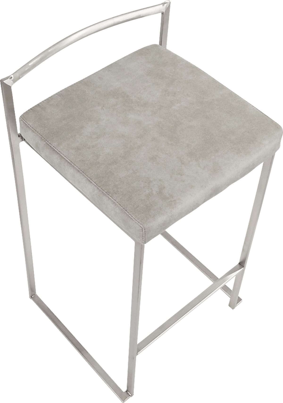 Sora III Chrome Metal Light Gray Polyester Fabric Counter Height Stool ...