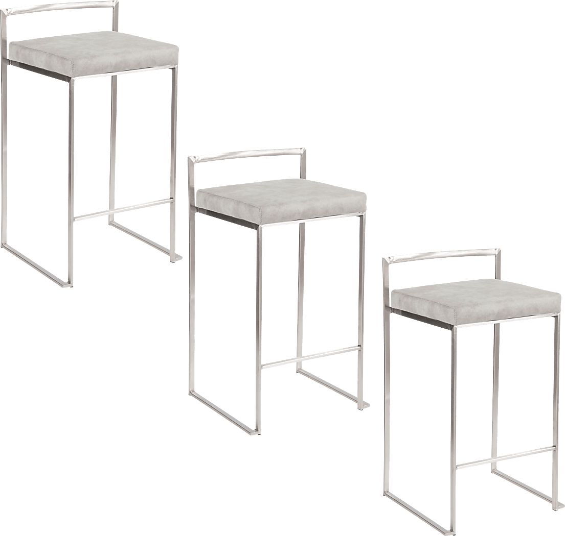 Sora III Gray Counter Height Stool, Set of 3
