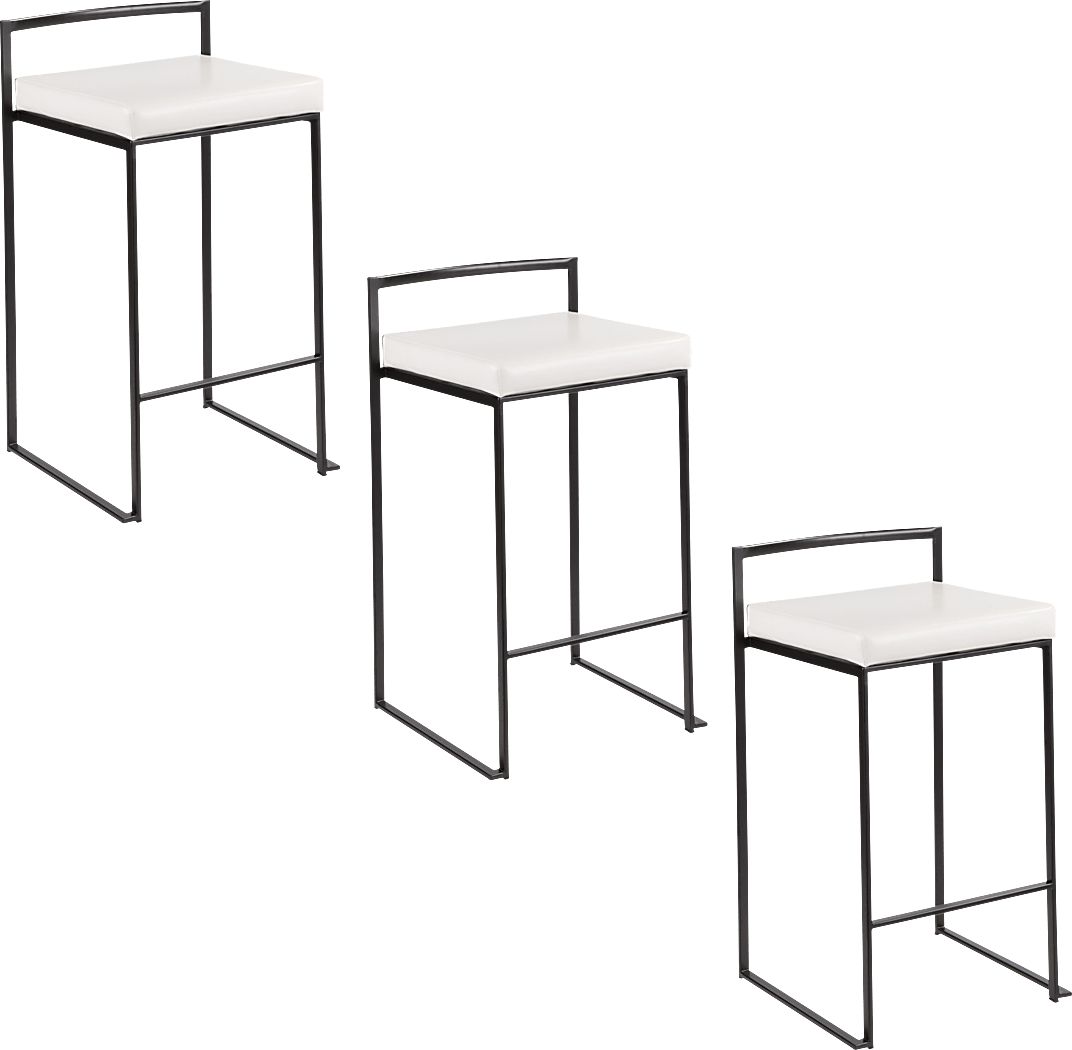 Sora III White Counter Height Stool, Set of 3