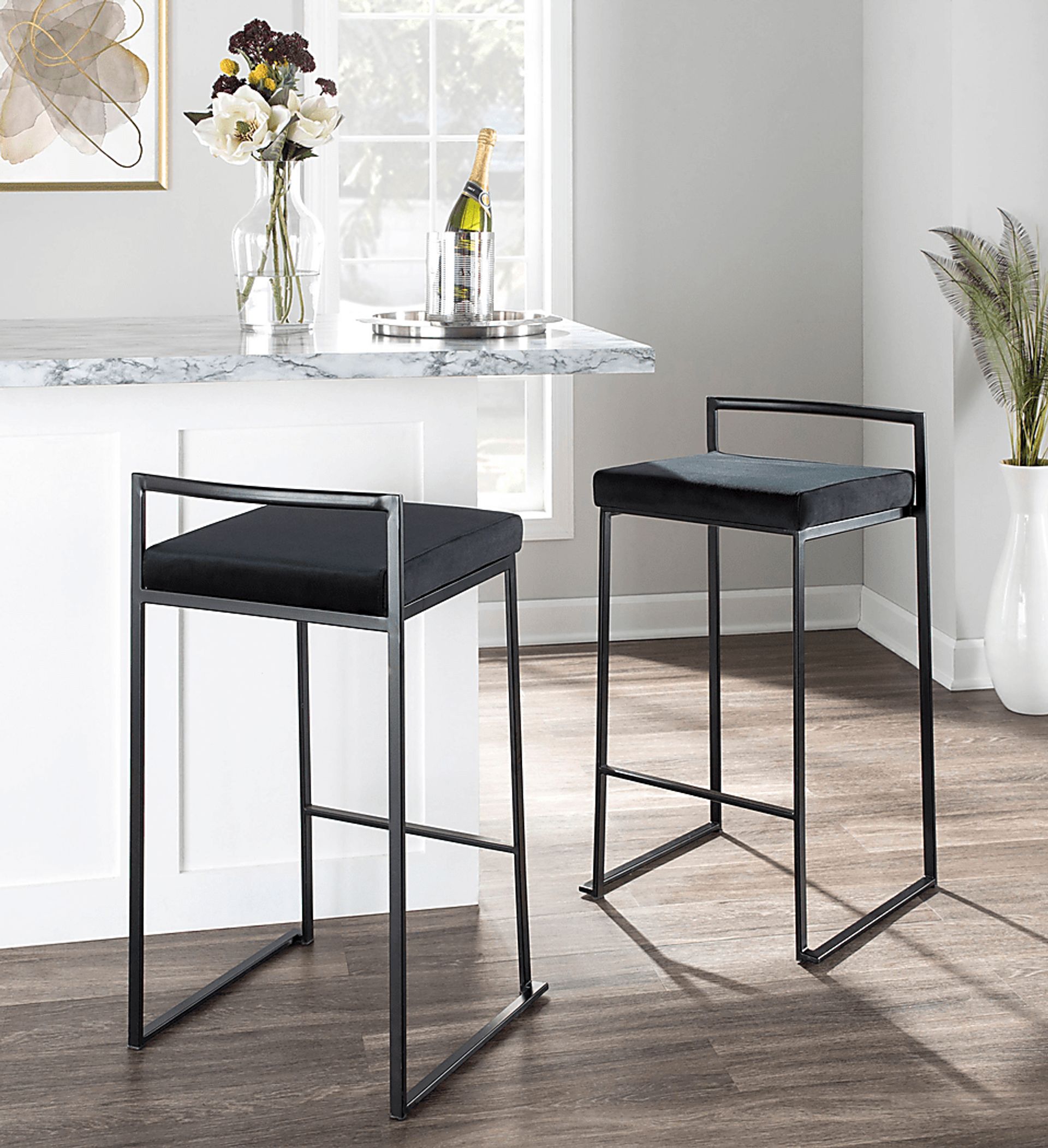 Sora IV Black Black Counter Height Stool, Set of 3 - Image 2