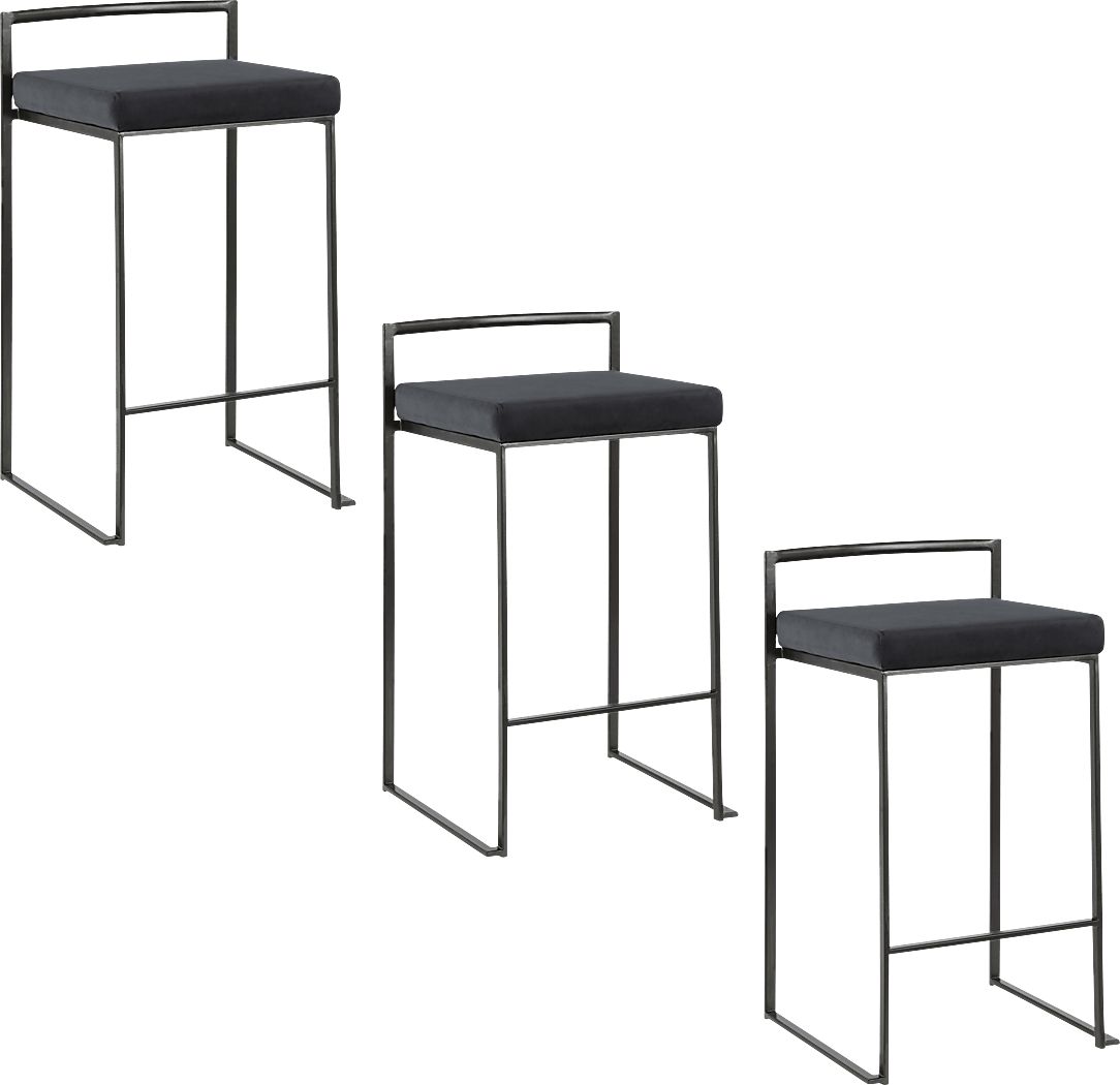 Sora IV Black Black Counter Height Stool, Set of 3