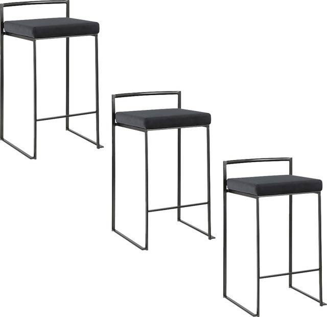 Sora IV Black Black Counter Height Stool, Set of 3 - Thumbnail - Image 1